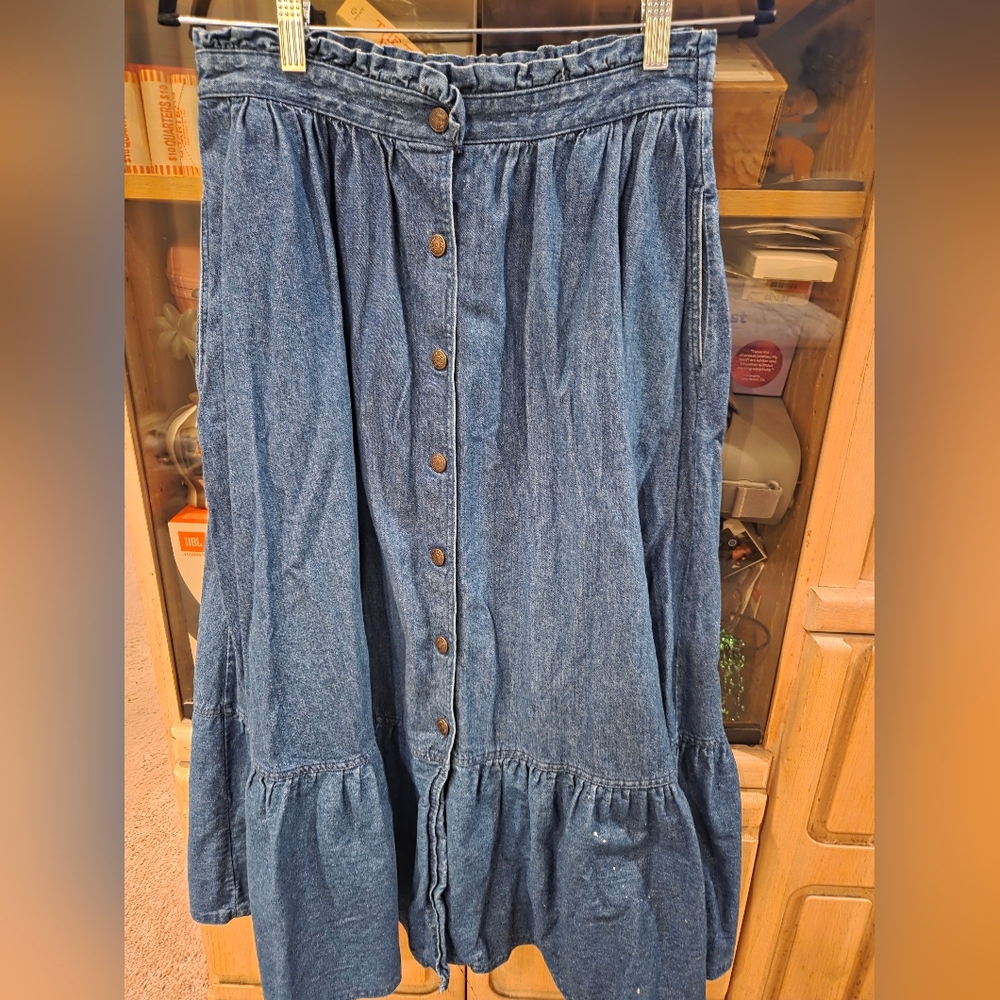 Vintage Sasson Denim Button-Down Skirt